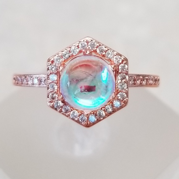 (2pc) 18k Over Sterling Moonstone Ring Set - Picture 4 of 8